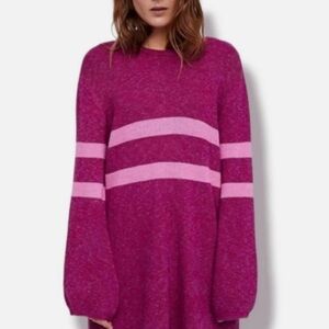 Free People On Your Team Bell Sleeve
Oversized Purple Mini Sweater Dress Sz XS
